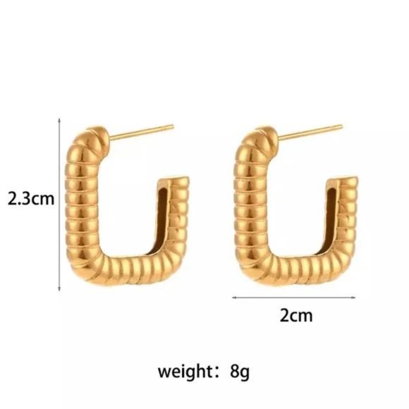 New Geometric 18K Gold Minimalist Hoop Earrings, NICE EARRINGS, CUTE EARRINGS - Picture 8 of 8